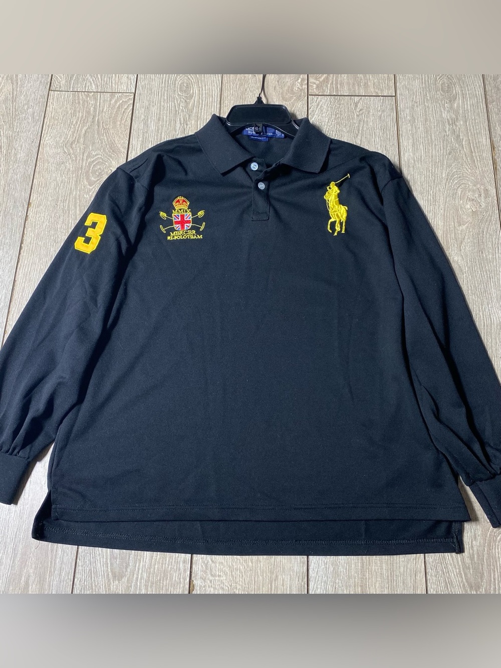VTG 90s Polo Ralph Lauren Rugby Shirt Black Mercy RL Big Pony Crest Y2K Mens XXL